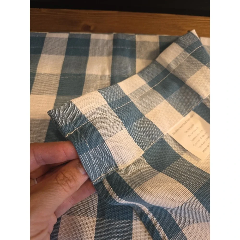 NEW Teal Buffalo Checkered Country Plaid Design Kitchen Curtain Window Valance